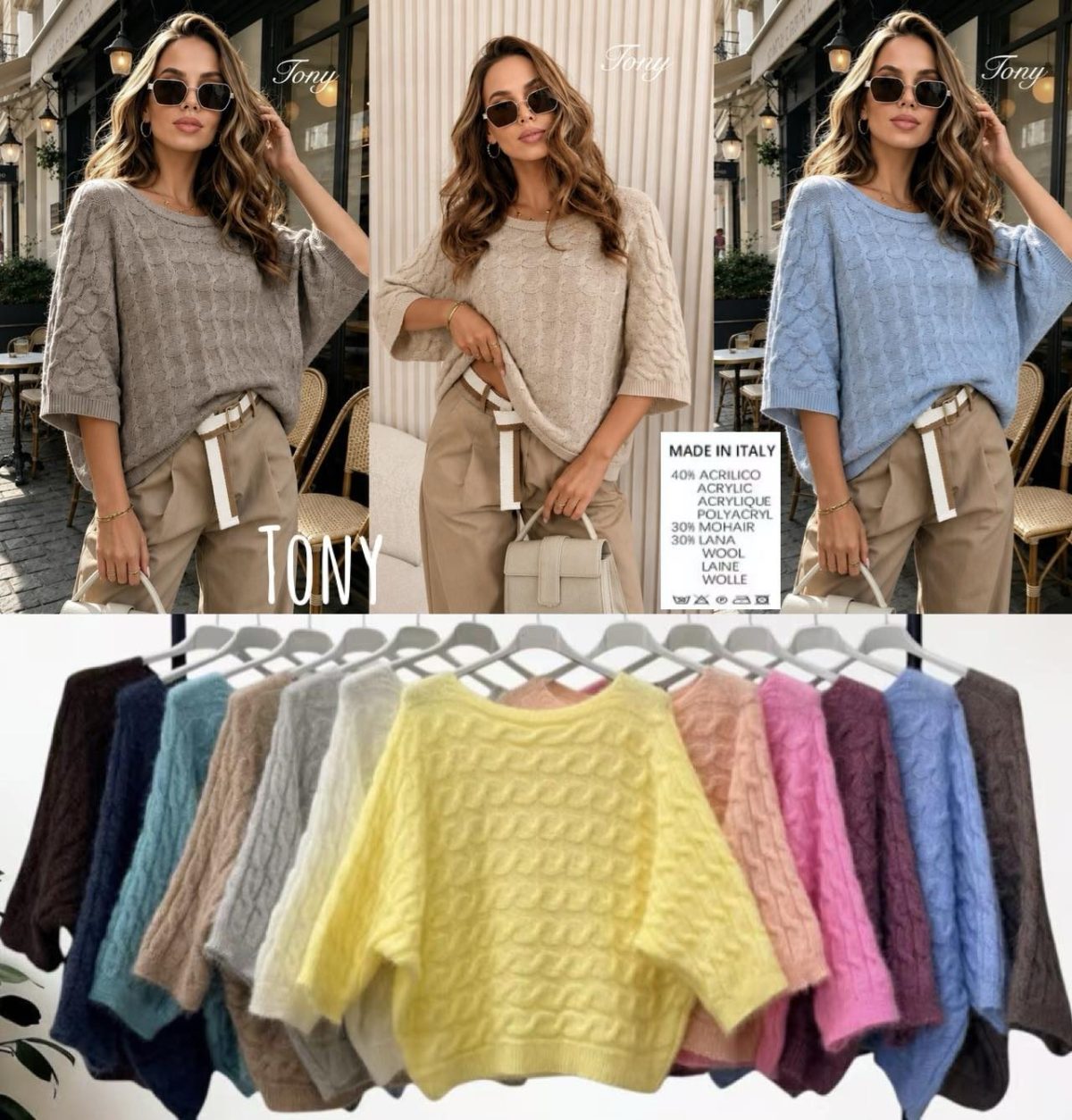 Swetry Damskie wloskie _size uni_ paczka 6szt_ mix kolor 9259810