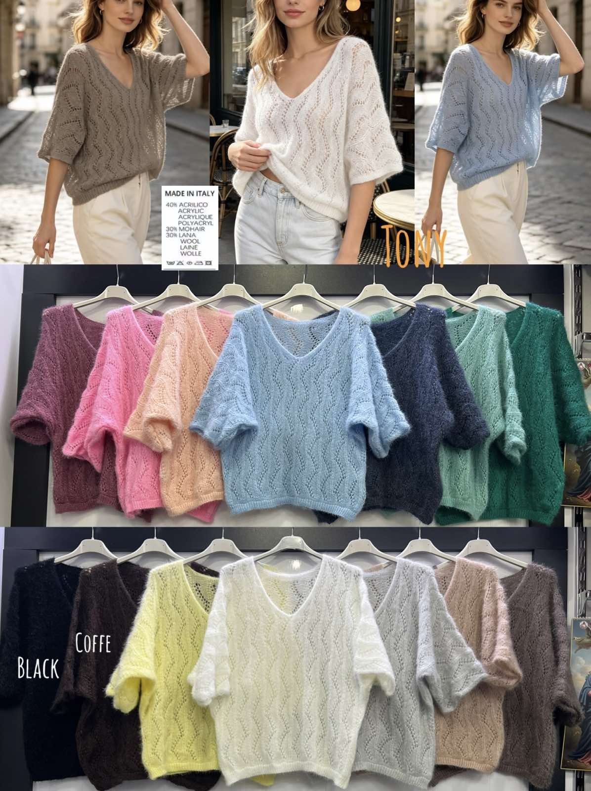 Swetry Damskie wloskie _size uni_ paczka 6szt_ mix kolor 9259812