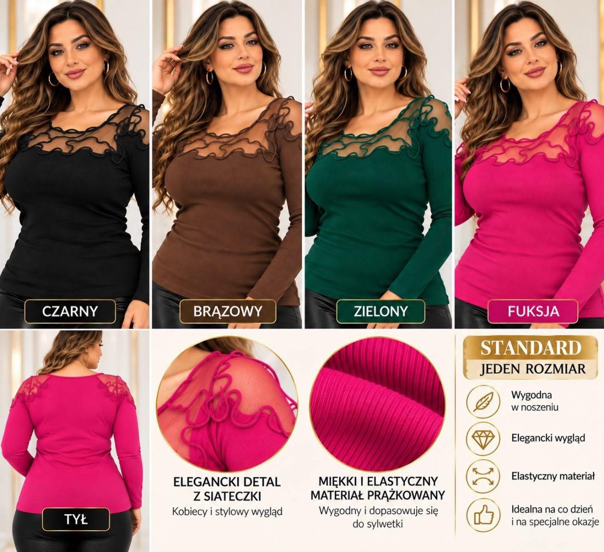 Bluzki DAMSKA TURECKA _size uni_paczka 6 szt_mixkolor 6465007