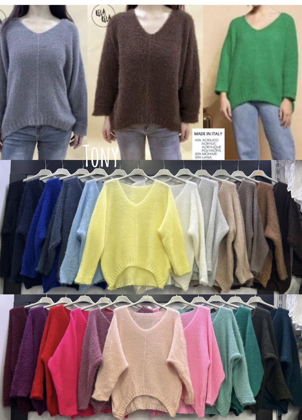 Swetry Damskie wloskie _size uni_ paczka 6szt_ mix kolor 6465015