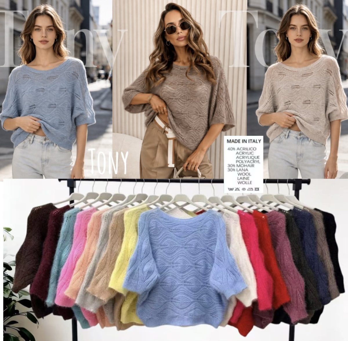Swetry Damskie wloskie _size uni_ paczka 6szt_ mix kolor 6465016