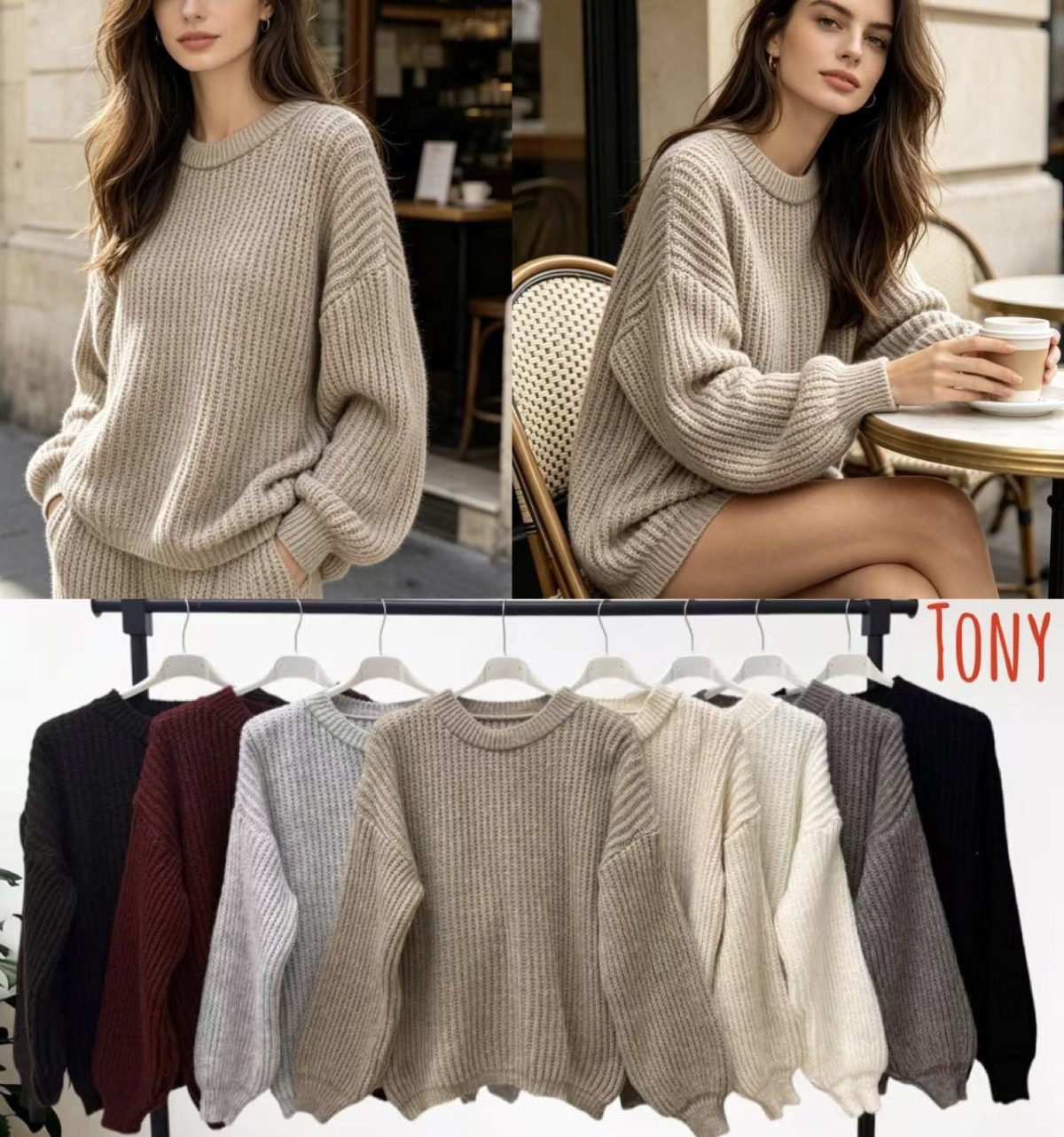 Swetry Damskie wloskie _size uni_ paczka 6szt_ mix kolor 6465032