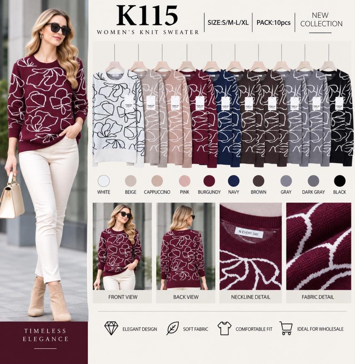 Swetry Damskie _size s-xl_paczka 10szt_mix kolor 6465044