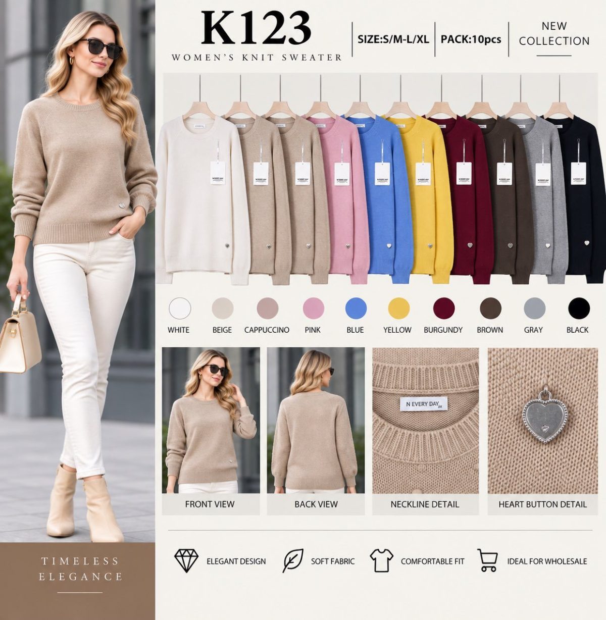 Swetry Damskie _size s-xl_paczka 10szt_mix kolor 6465045