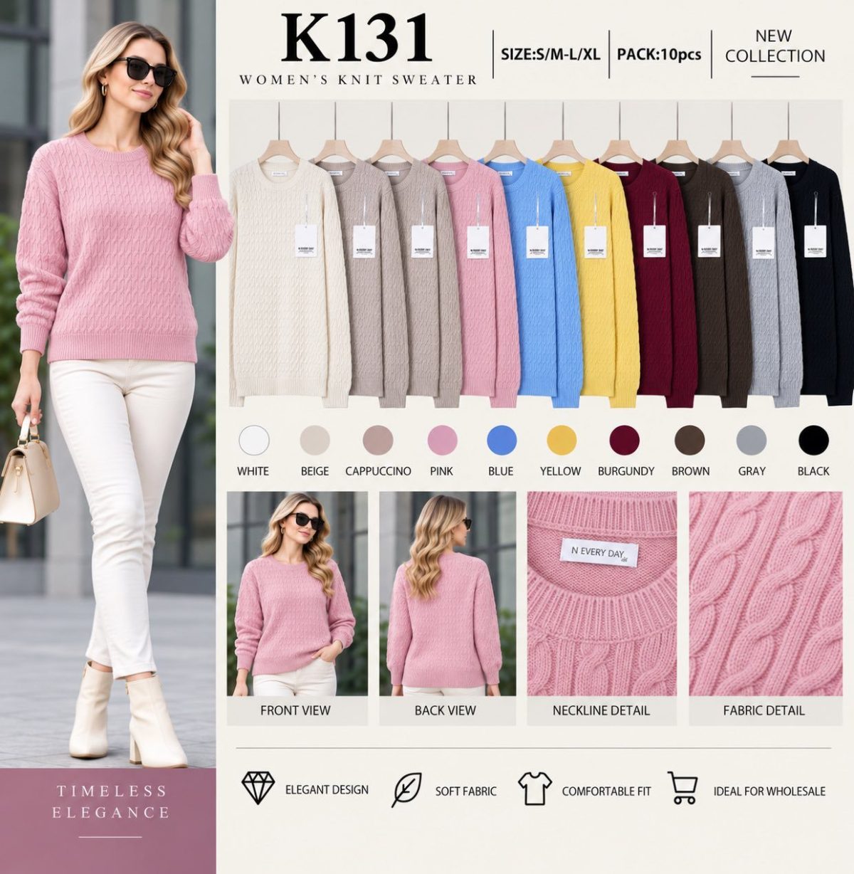Swetry Damskie _size s-xl_paczka 10szt_mix kolor 6465046