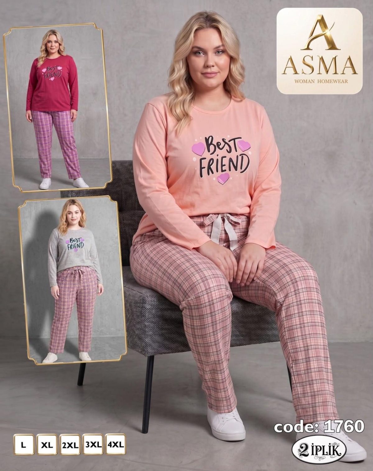 Piżamy DAMSKA TURECKA _size l-4xl_paczka 15 szt_mixkolor 6465067