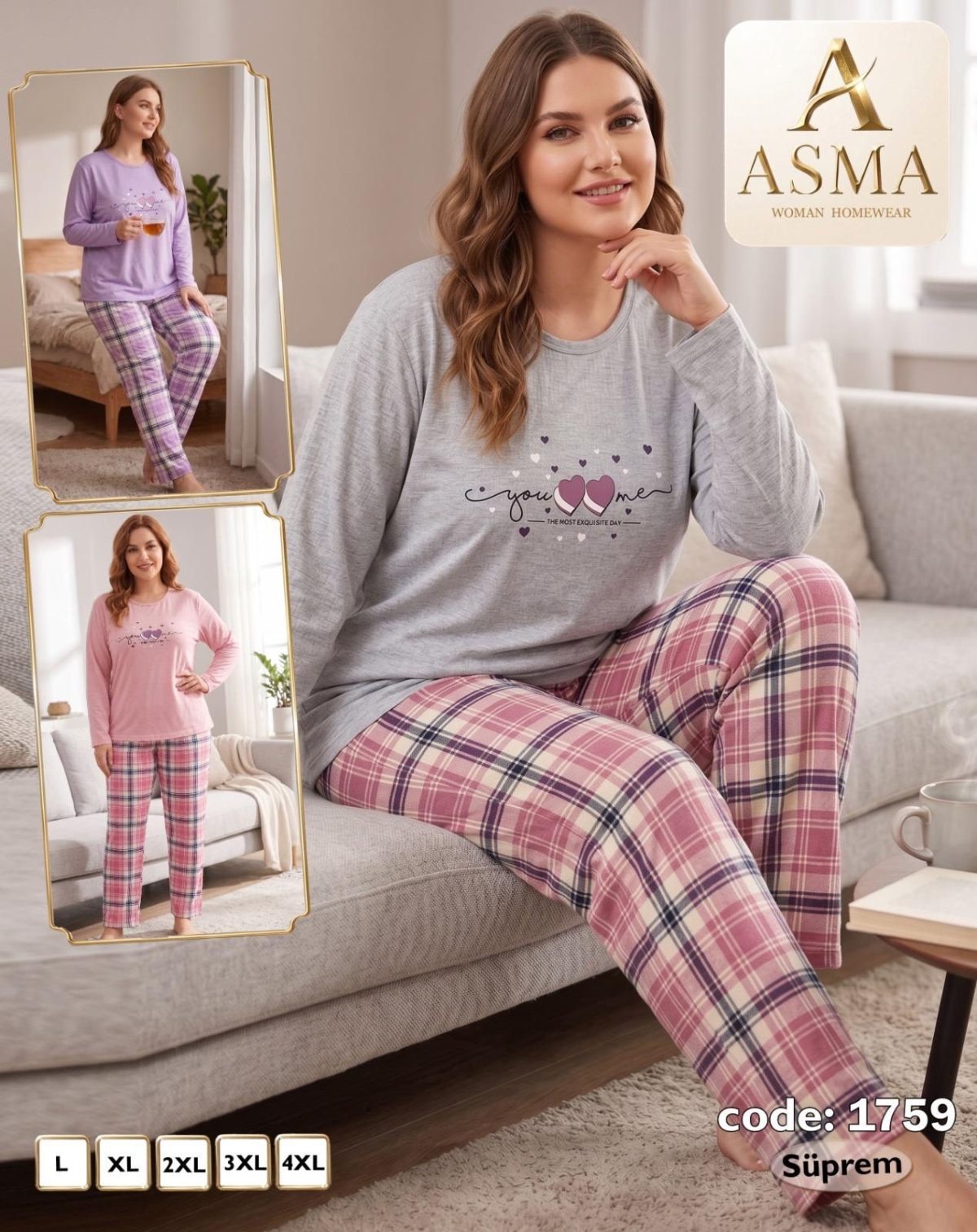 Piżamy DAMSKA TURECKA _size l-4xl_paczka 15 szt_mixkolor 6465069