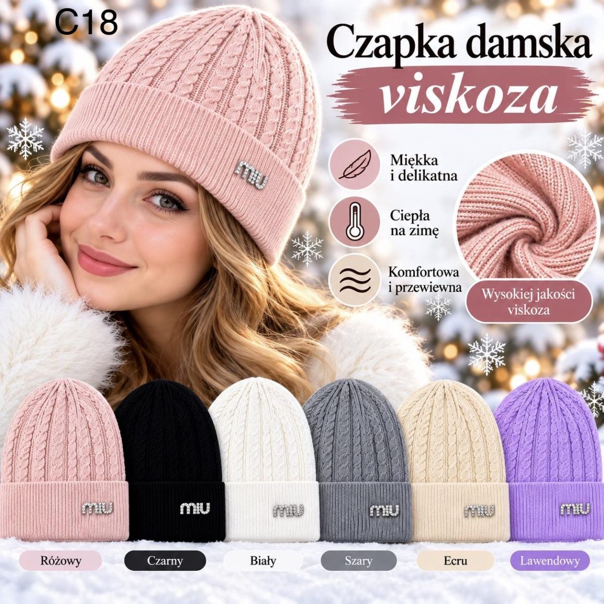 Czapki Damskie _ paczka 12parę _mix kolor 3089942