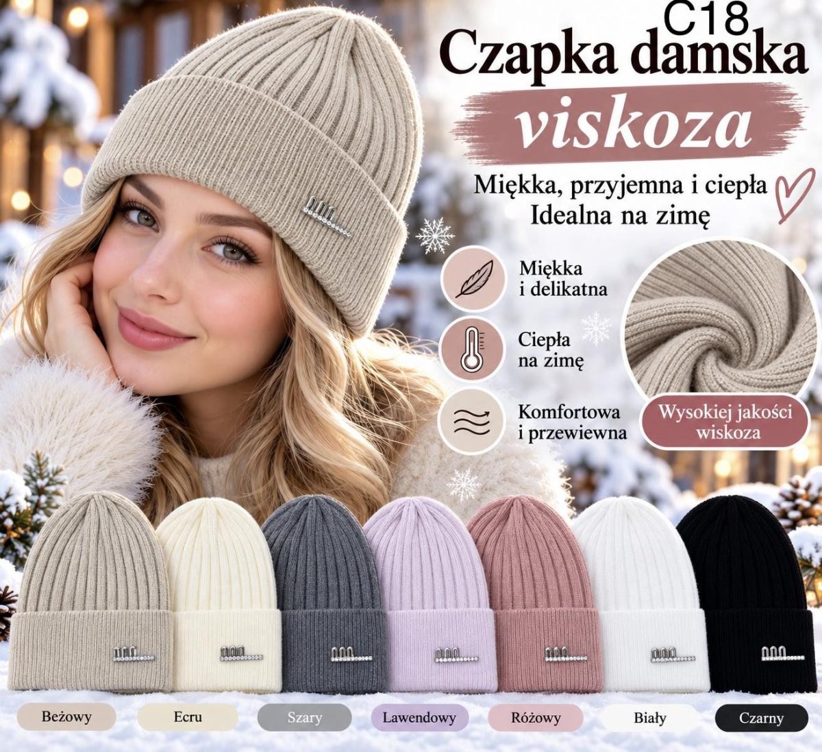 Czapki Damskie _ paczka 12parę _mix kolor 3089944