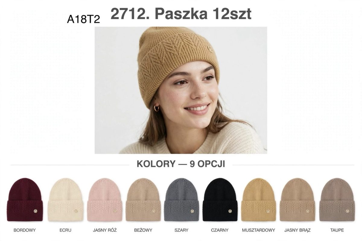 Czapki Damskie _ paczka 12szt _mix kolor 4945729