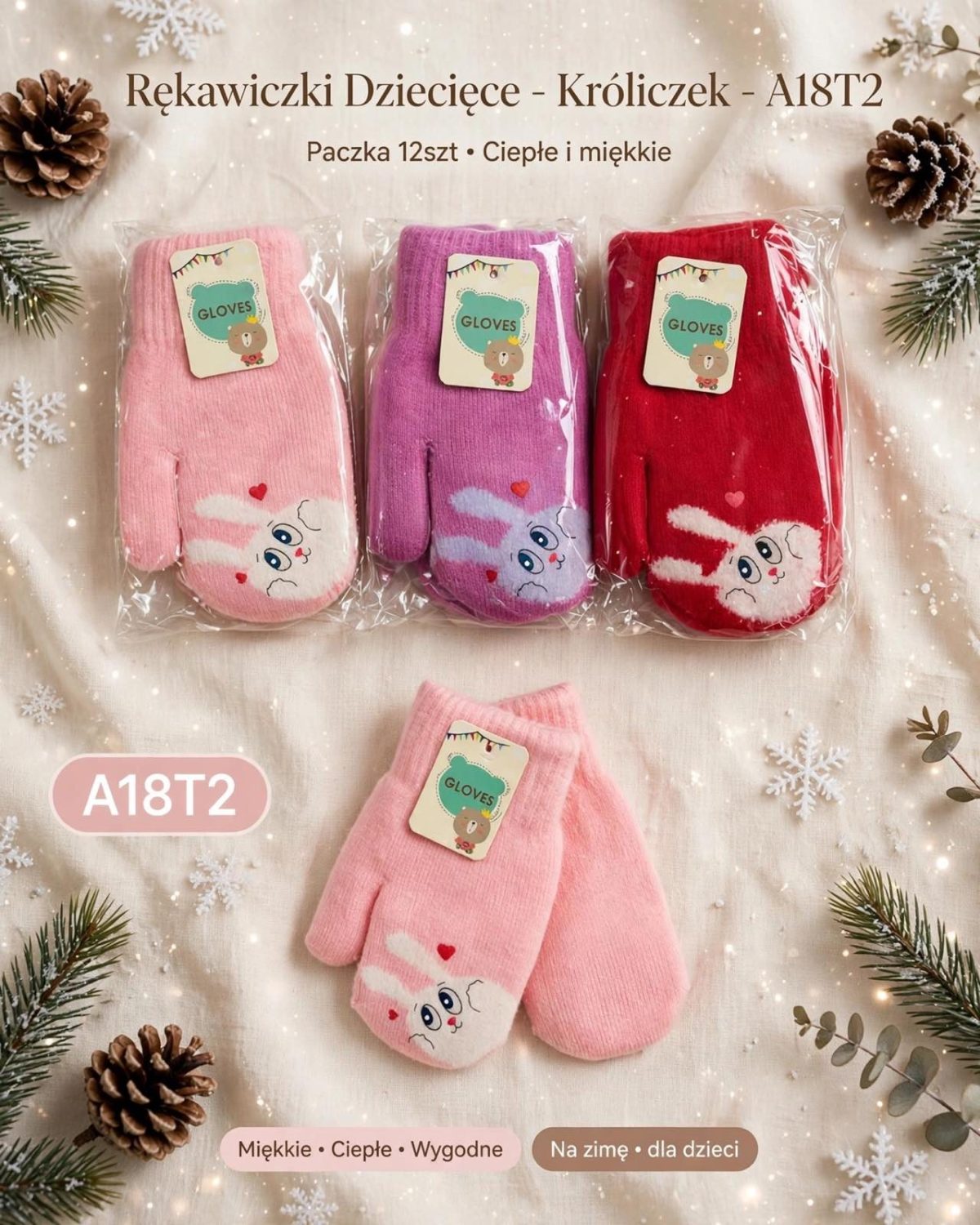 Rękawiczki Dziecięce _ paczka 12parę _mix kolor 7296604