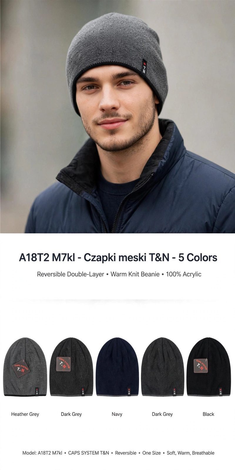 Czapki Męskie_ paczka 12szt _mix kolor 7296641