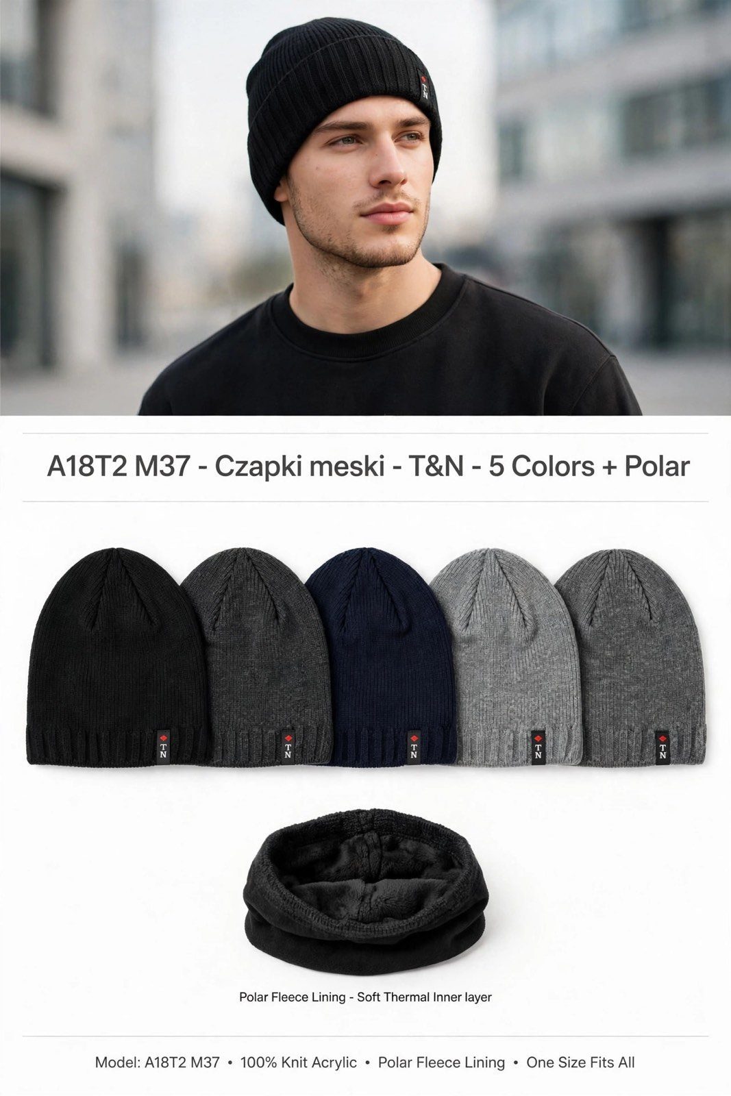 Czapki Męskie_ paczka 12szt _mix kolor 7296644