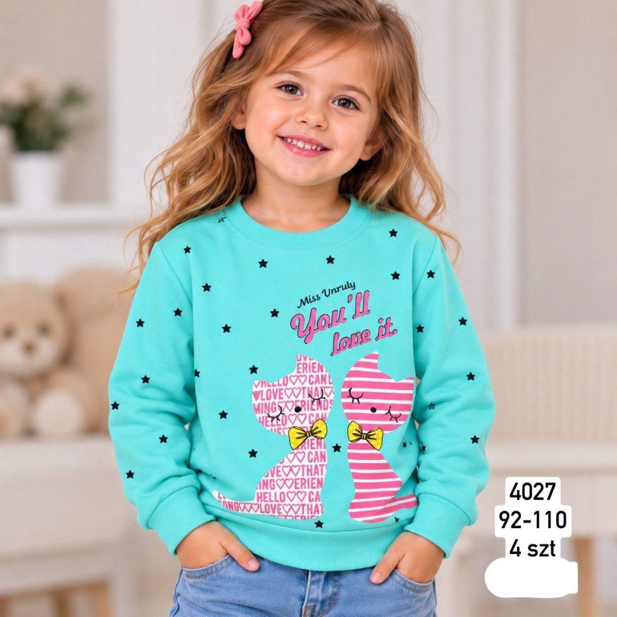 Bluzy DZIECIĘCA size 92-110_ paczka 4szt _1 kolor 2251585