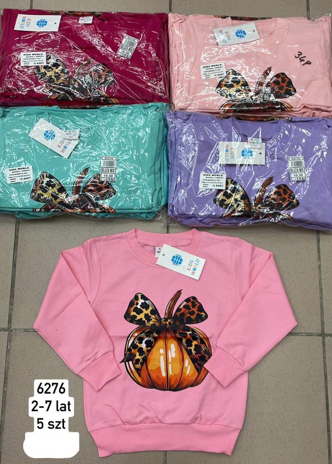 Bluzy DZIECIĘCA size 2-7 LAT_ paczka 5szt _1 kolor 2251590