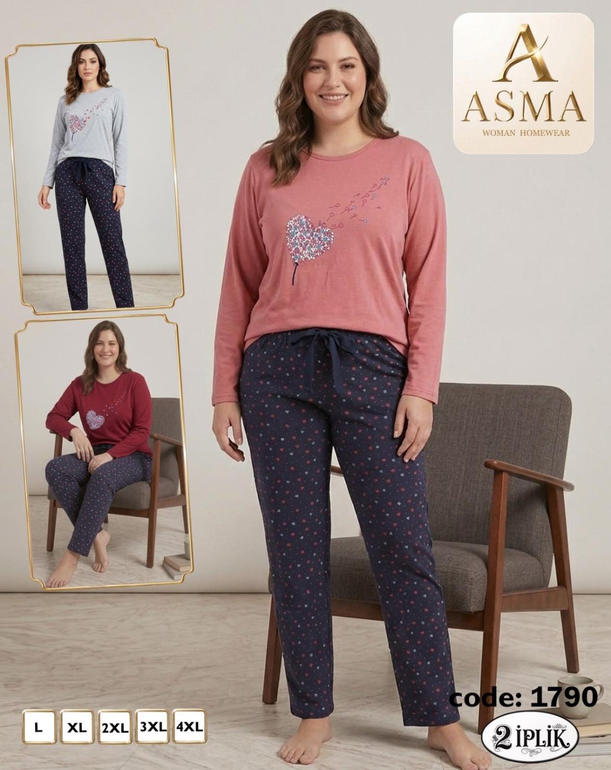 Piżamy DAMSKA TURECKA_size l-4xl_paczka 15 szt_mixkolor 2251799