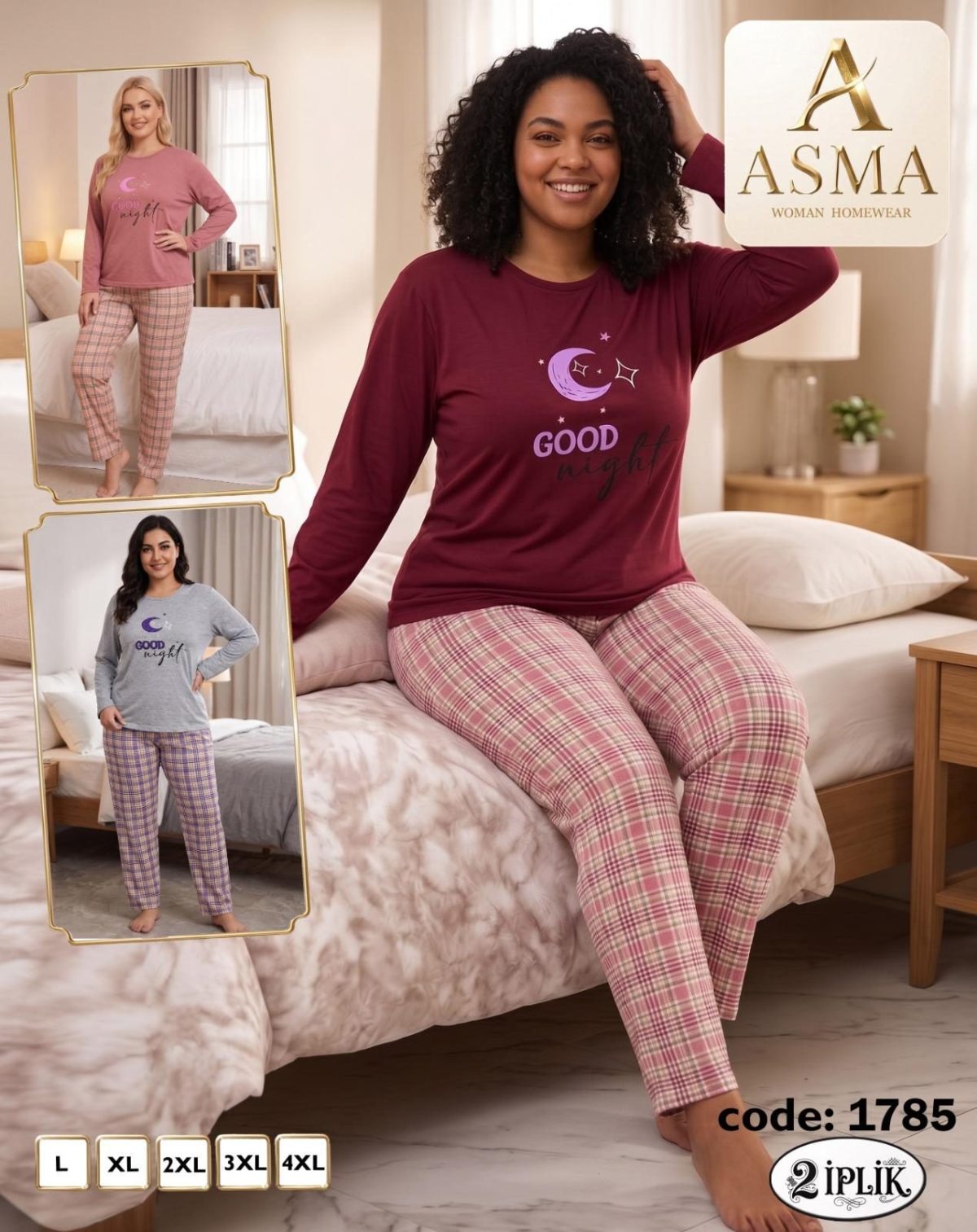 Piżamy DAMSKA TURECKA_size l-4xl_paczka 15 szt_mixkolor 2251813