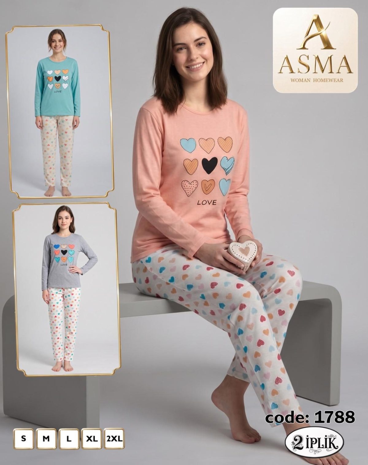 Piżamy DAMSKA TURECKA_size s-2xl_paczka 15 szt_mixkolor 2251825