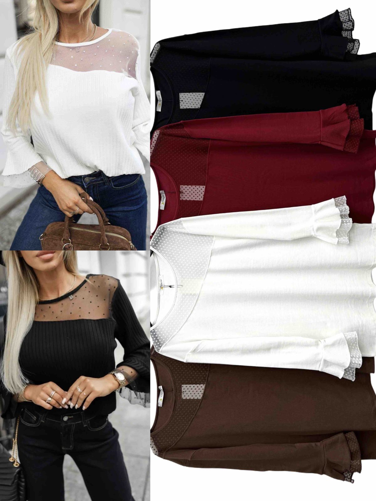 Bluzki Damskie wloskie_over size _paczka 6szt_mix kolor 3646929