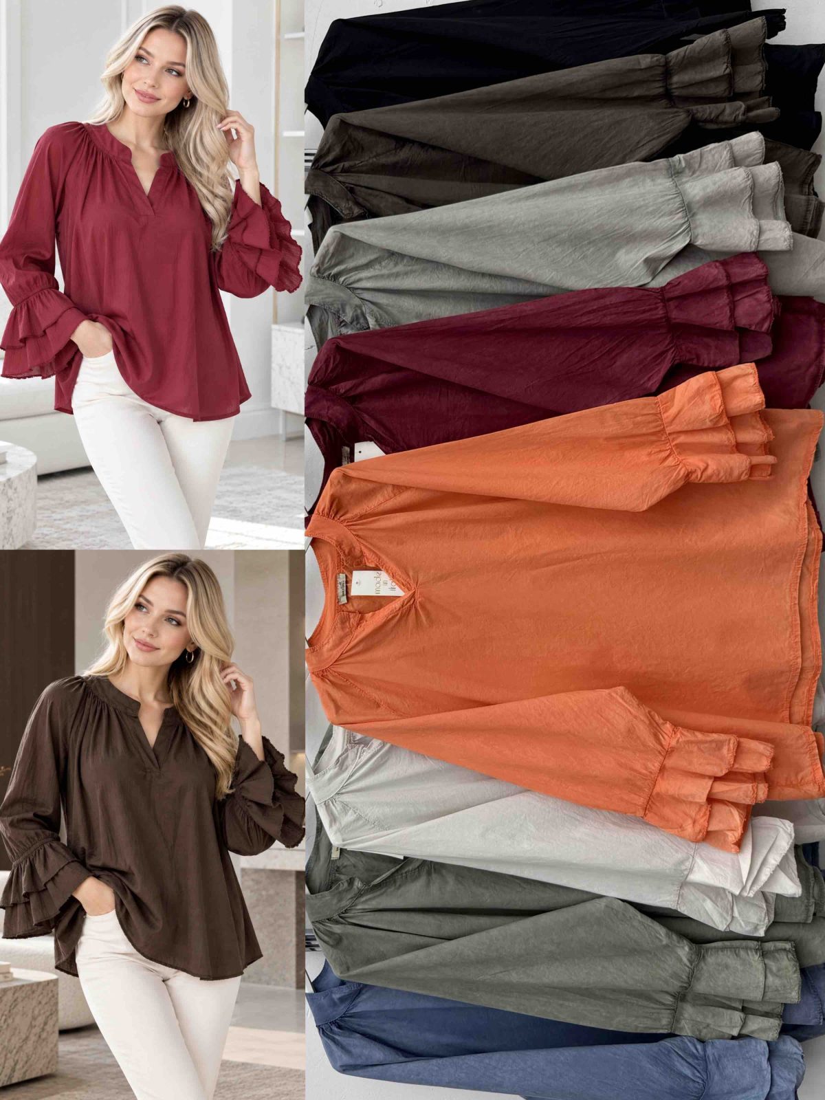 Bluzki Damskie wloskie_over size _paczka 6szt_mix kolor 3646937