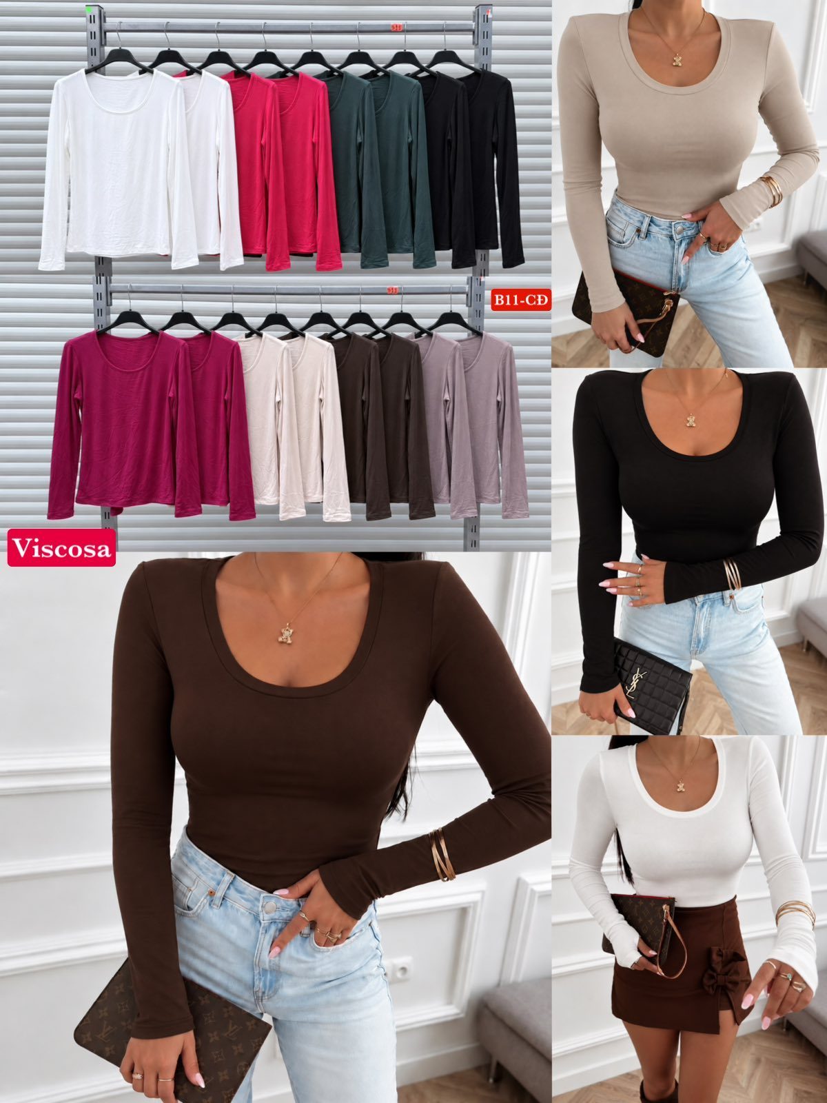 Bluzki Damskie Włoski _ Size uni_paczka 6szt_mix kolor 3939435