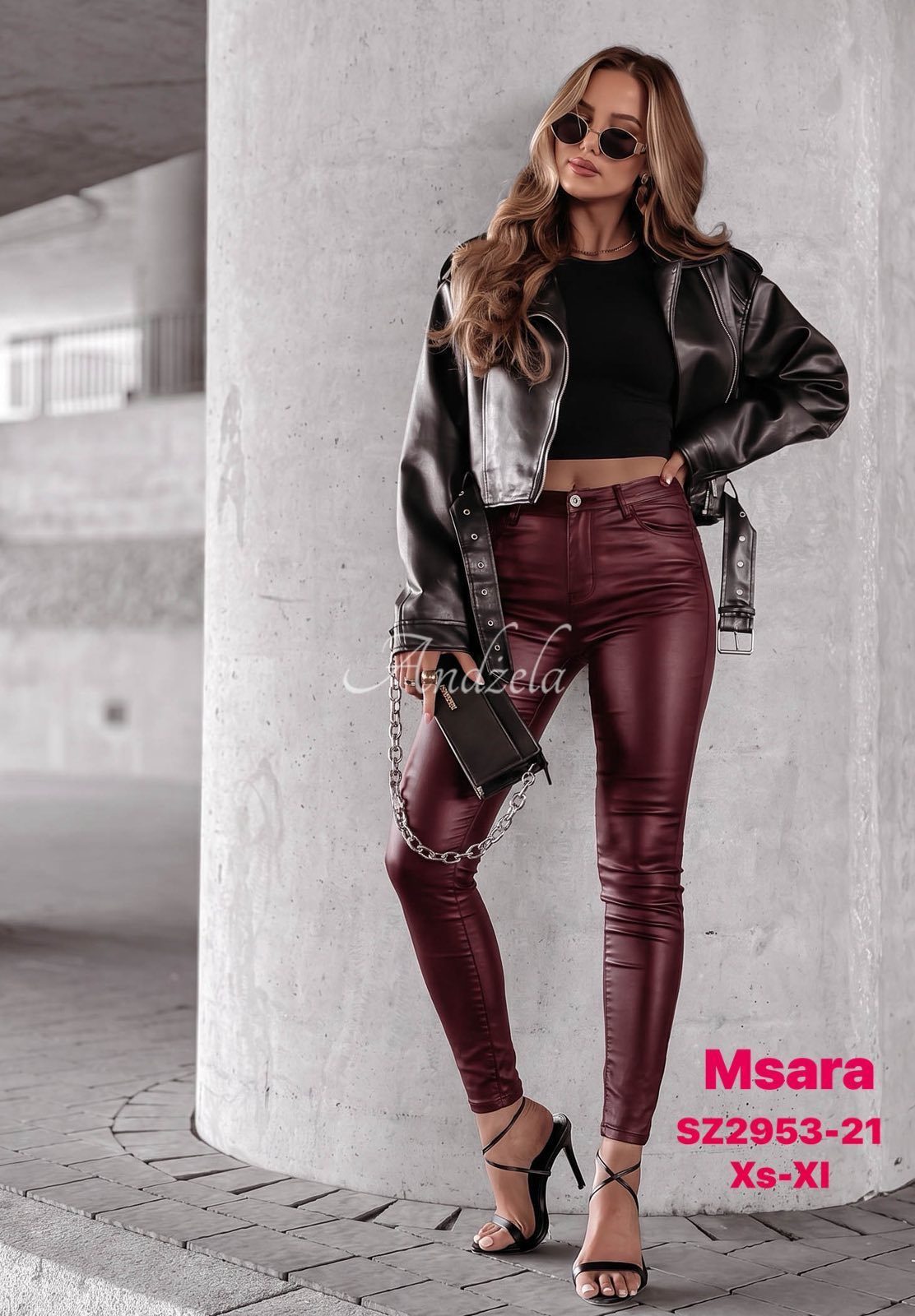 Spodnie skórzane Damskie M'sara _size xs-xl_ paczka 10szt_ 9567781