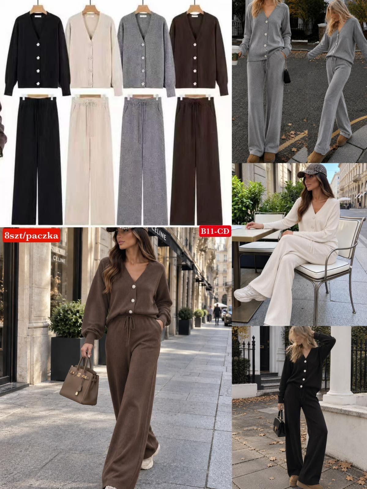 Komplety Damskie Włoski _ Size uni_paczka 8szt_mix kolor 9567786