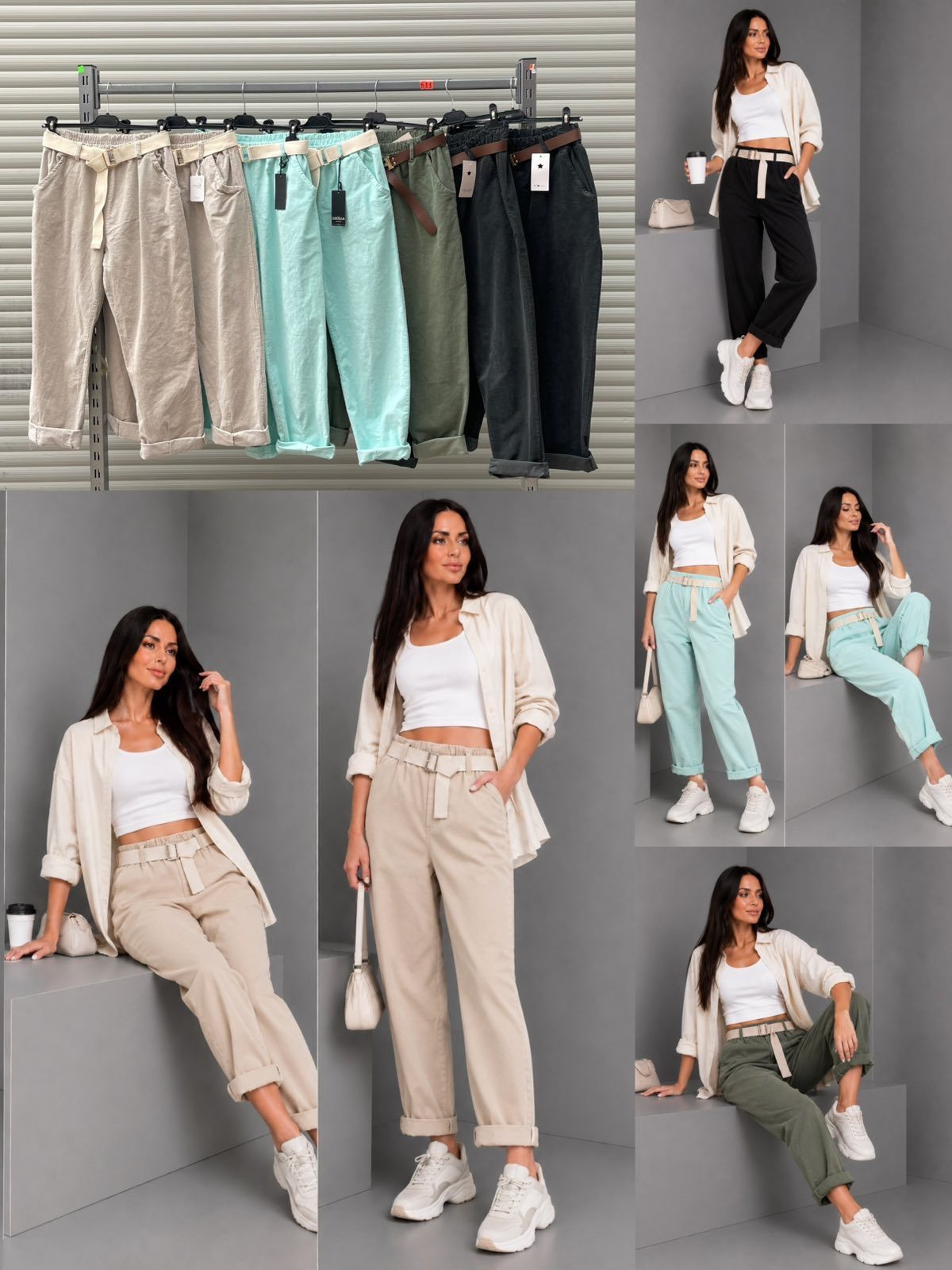 Spodnie Damskie Włoski _ Size uni_paczka 6szt_mix kolor 9567793