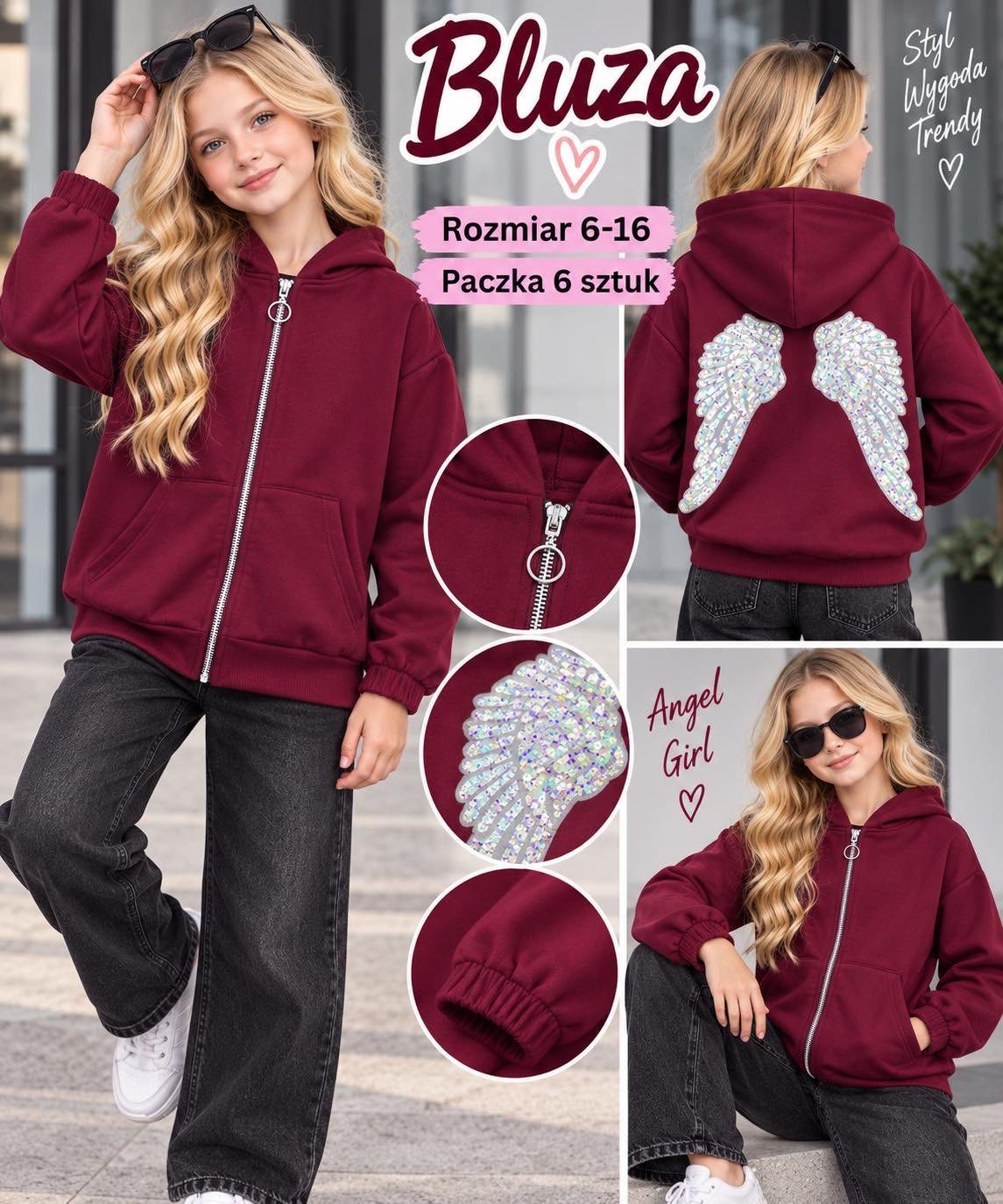 Bluza DZIECIĘCA size 6-16 lat_ paczka 6szt _1 kolor 9567865