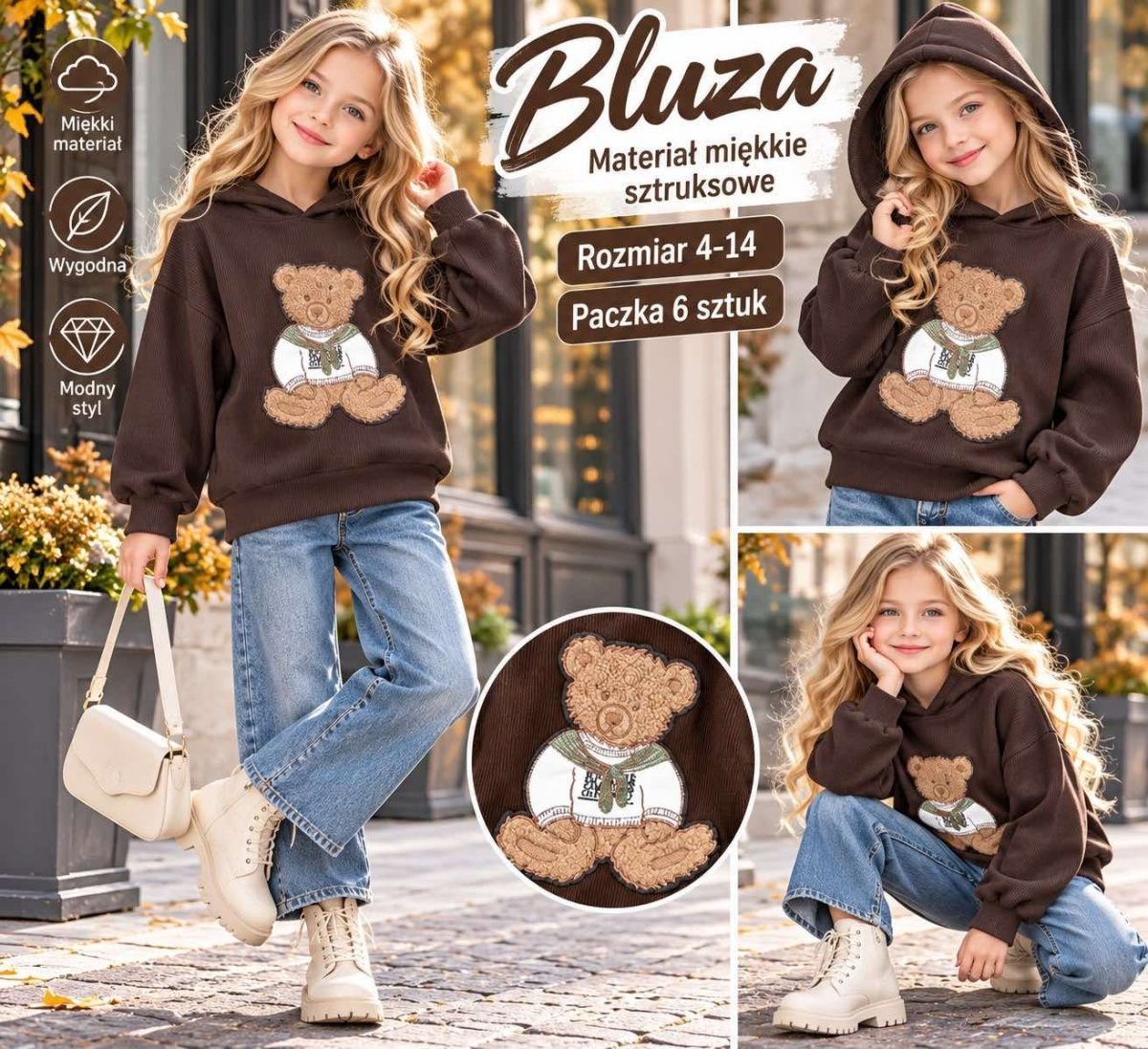 Bluza DZIECIĘCA size 4-14 lat_ paczka 6szt _1 kolor 5834869