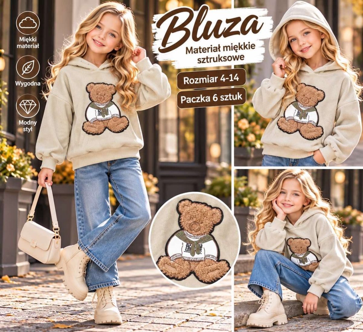 Bluza DZIECIĘCA size 4-14 lat_ paczka 6szt _1 kolor 5834872