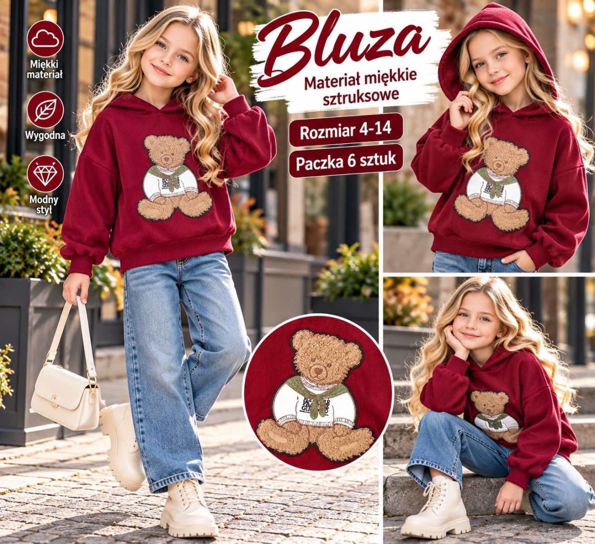 Bluza DZIECIĘCA size 4-14 lat_ paczka 6szt _1 kolor 5834875