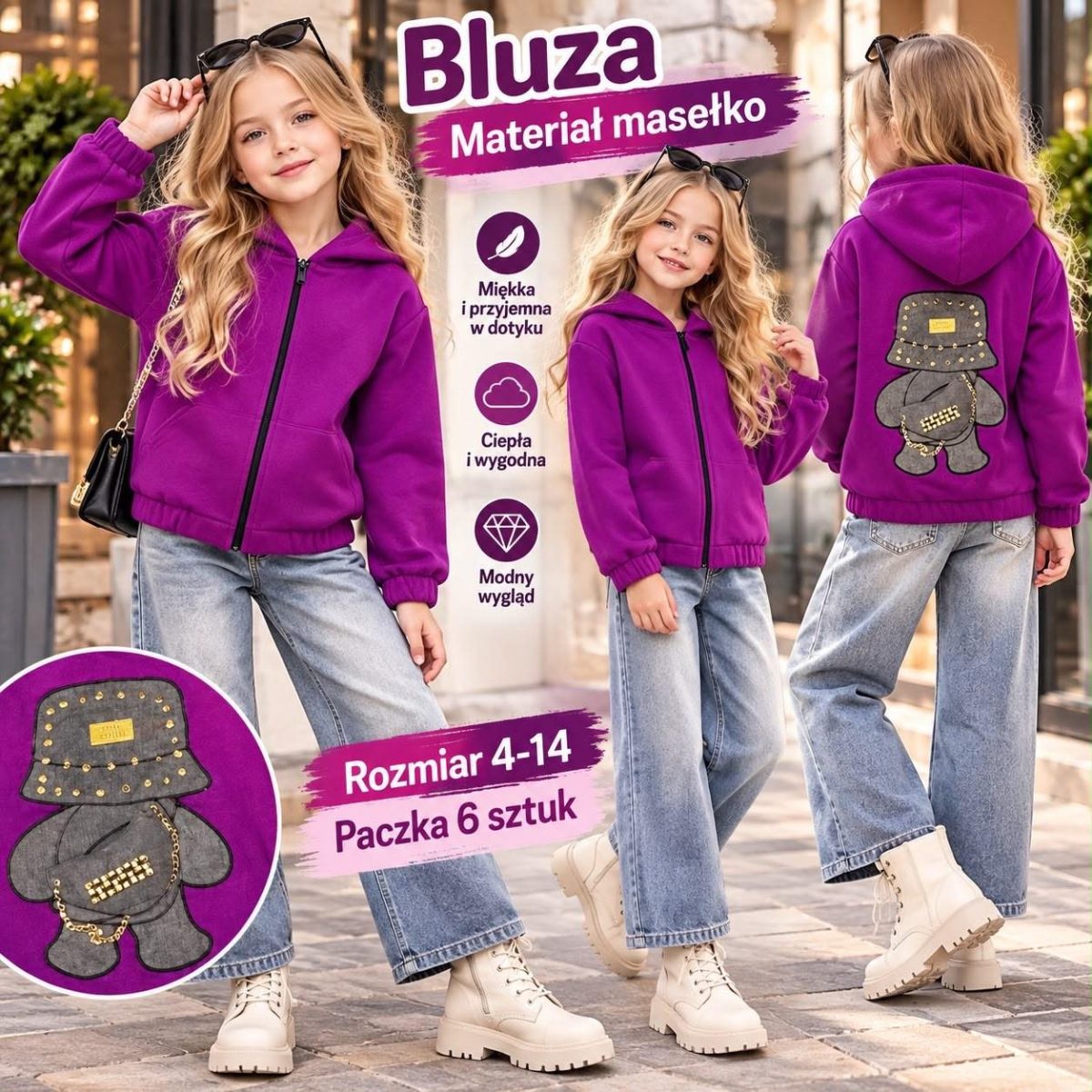 Bluza DZIECIĘCA size 4-14 lat_ paczka 6szt _1 kolor 5834879