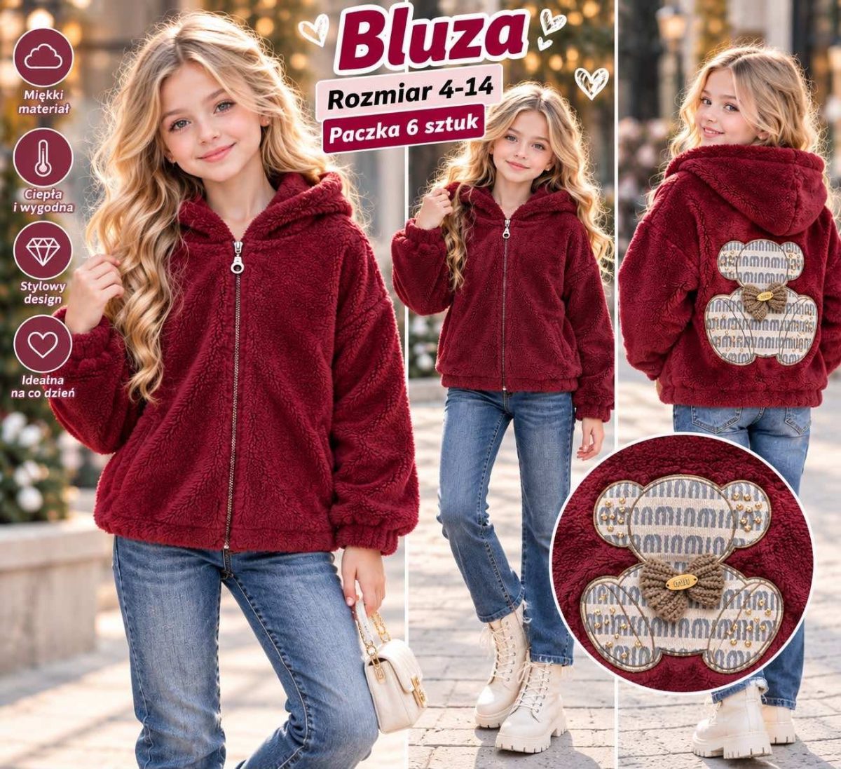 Bluza DZIECIĘCA size 4-14 lat_ paczka 6szt _1 kolor 5834987