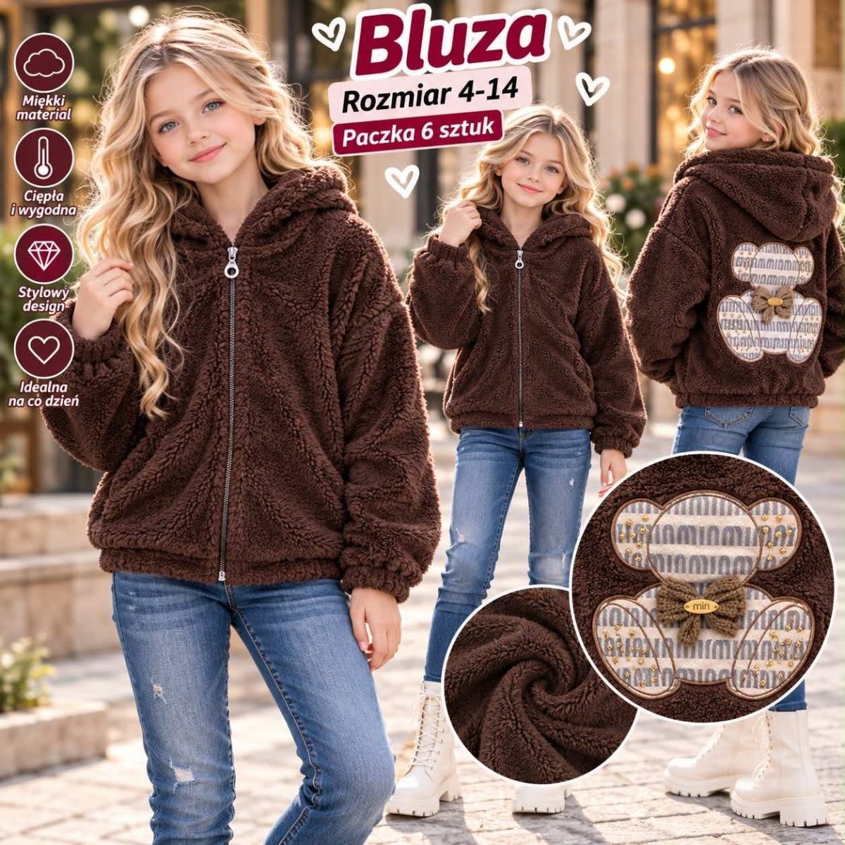 Bluza DZIECIĘCA size 4-14 lat_ paczka 6szt _1 kolor 5834992