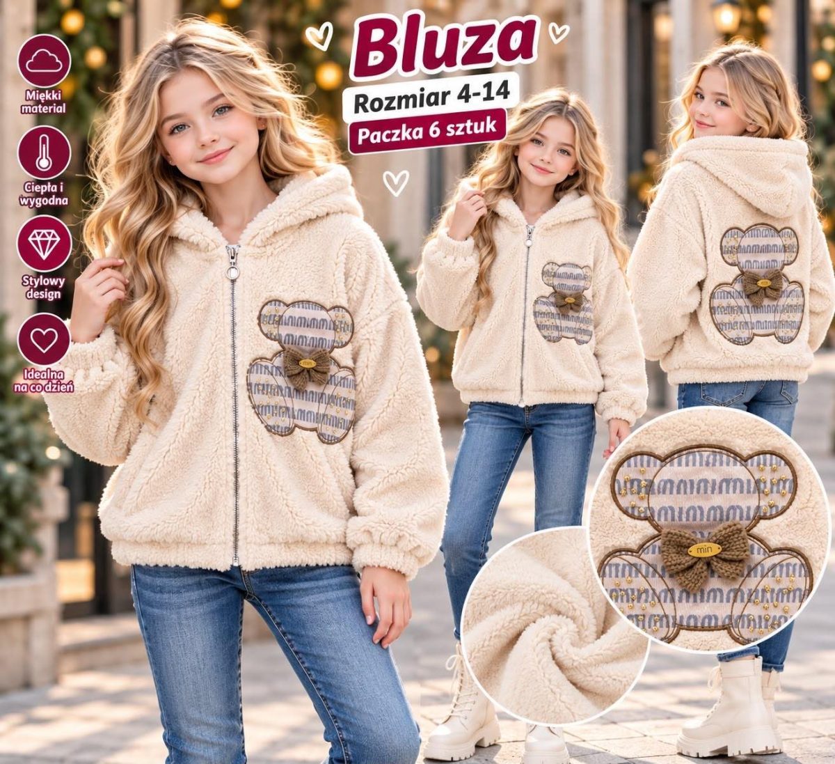 Bluza DZIECIĘCA size 4-14 lat_ paczka 6szt _1 kolor 5834993