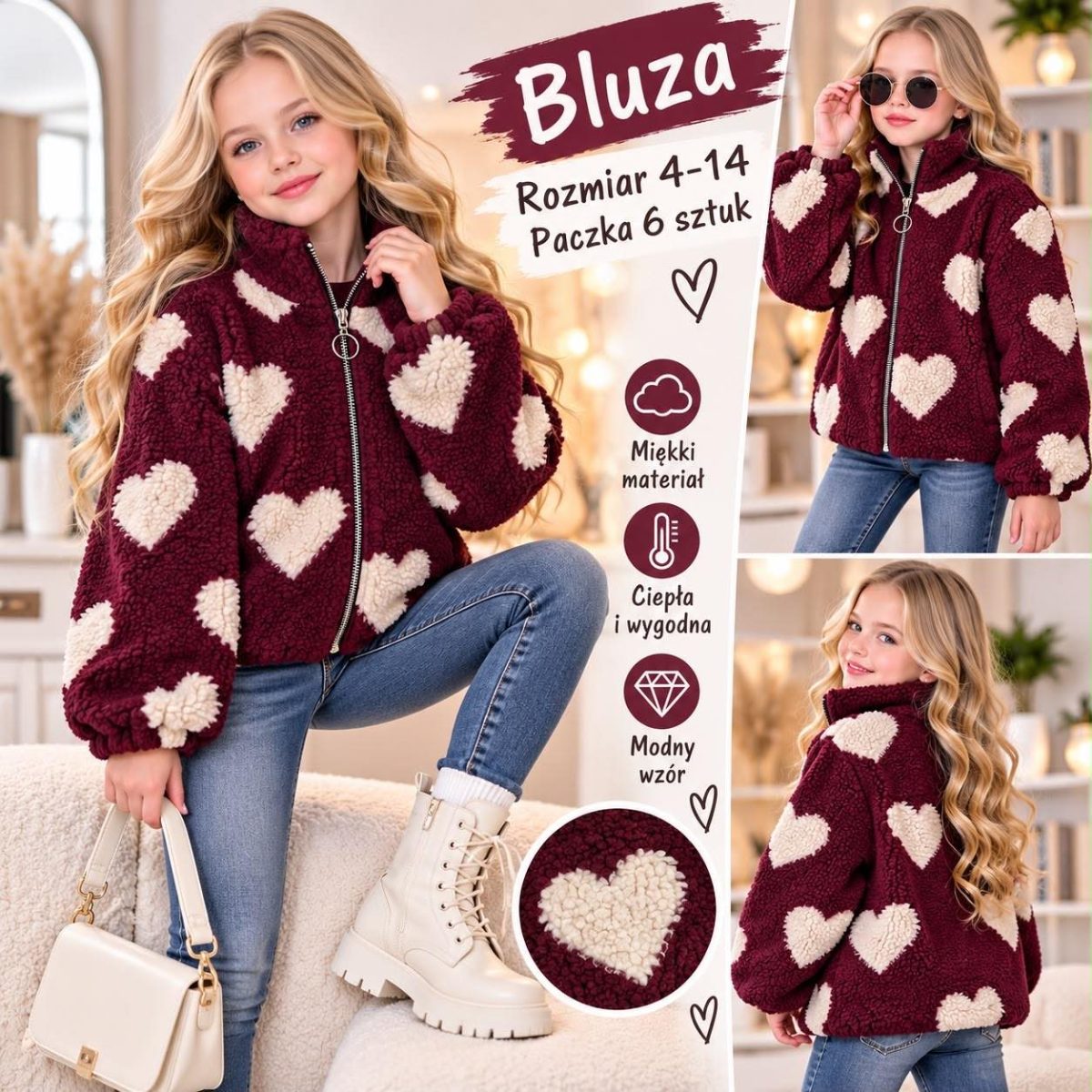 Bluza DZIECIĘCA size 4-14 lat_ paczka 6szt _1 kolor 4346672