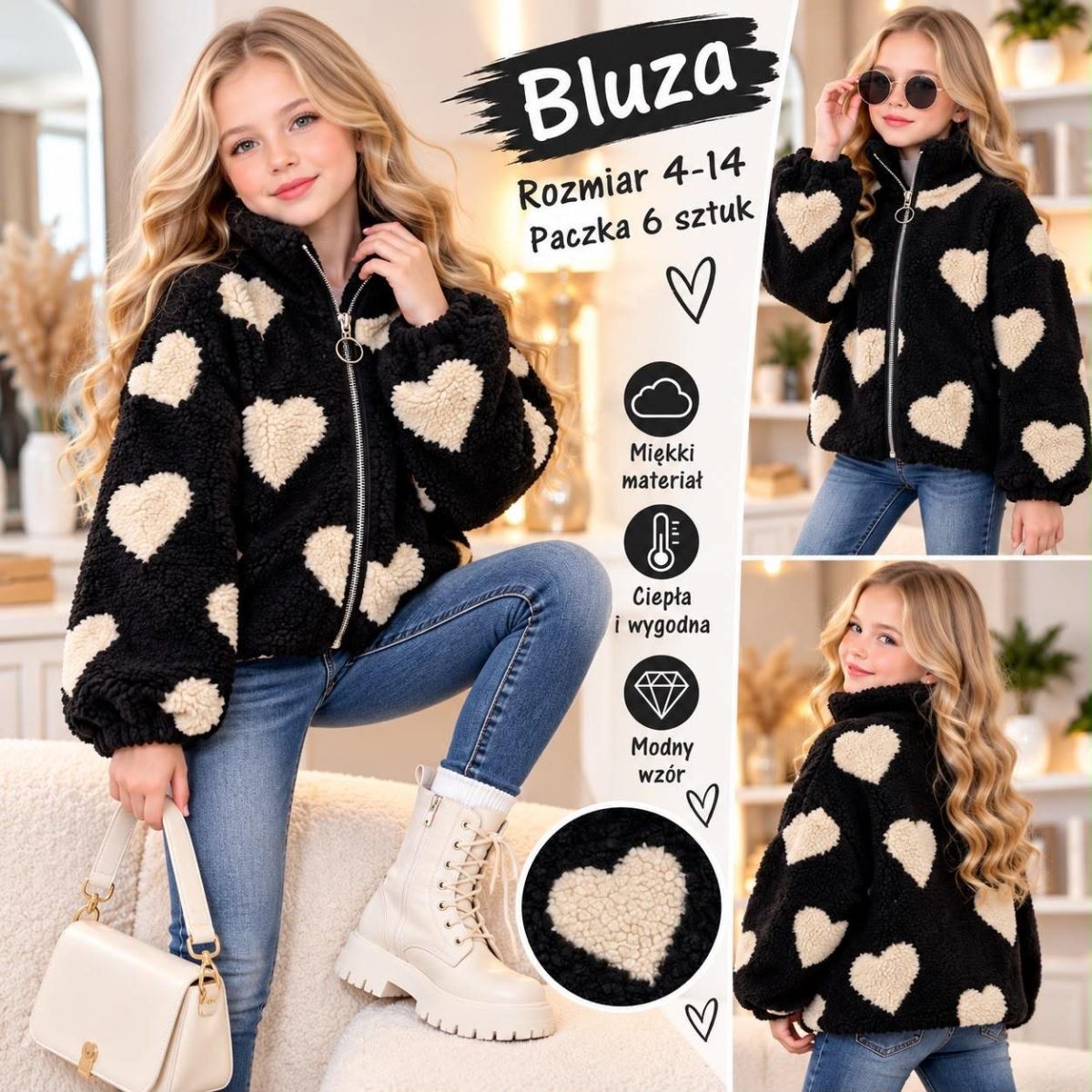 Bluza DZIECIĘCA size 4-14 lat_ paczka 6szt _1 kolor 4346673