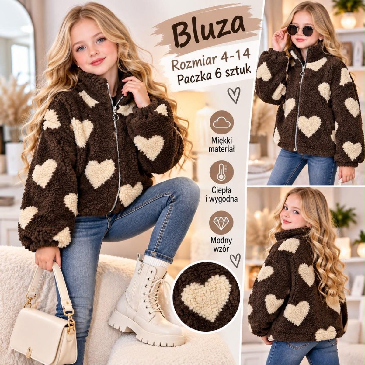 Bluza DZIECIĘCA size 4-14 lat_ paczka 6szt _1 kolor 4346675