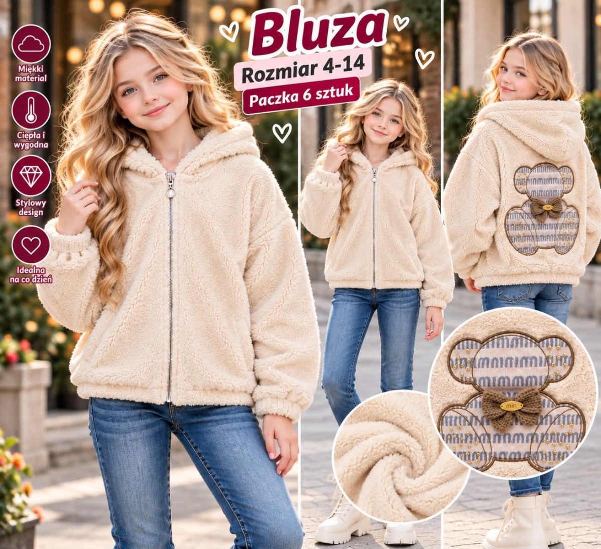 Bluza DZIECIĘCA size 4-14 lat_ paczka 6szt _1 kolor 4346701