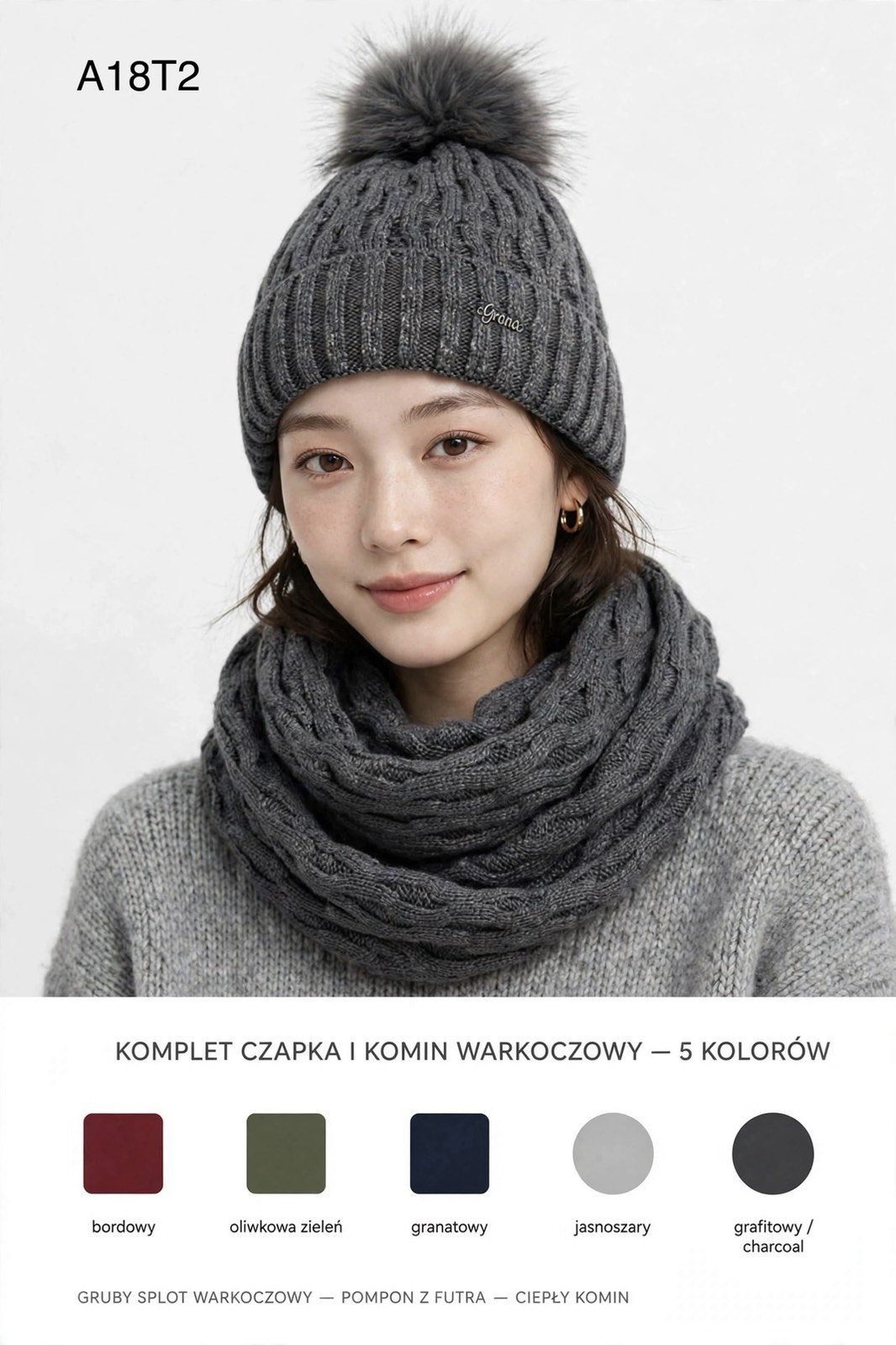 Komplety Czapki DAMSKIE _ paczka 12szt _mix kolor 4346789