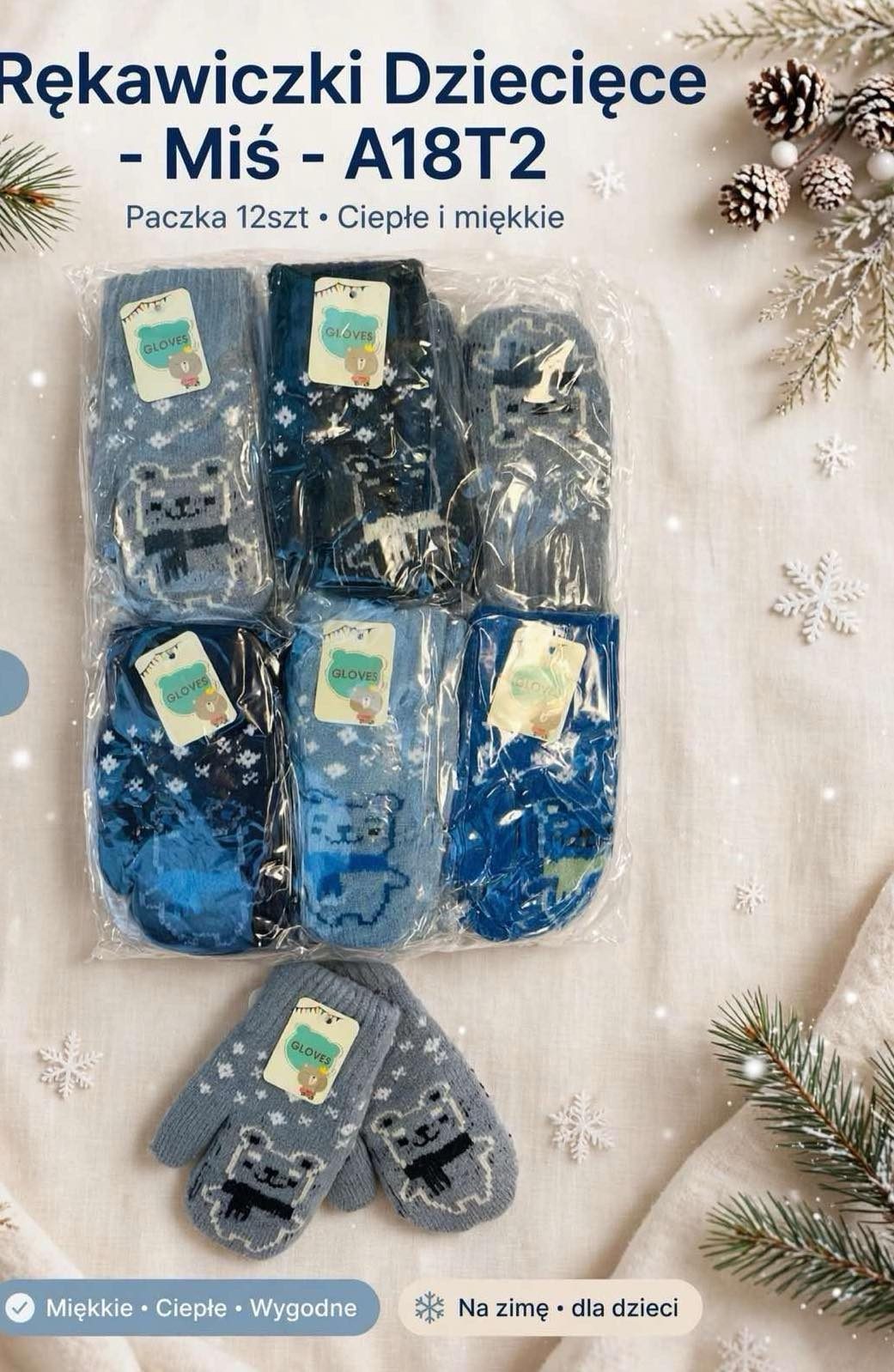 Rękawiczki DZIECIĘCA _ paczka 12szt _mix kolor 4346795