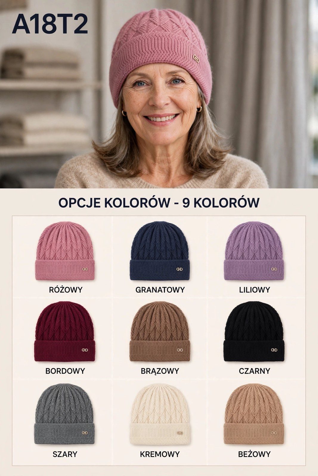 Czapki Damskie _ paczka 12szt _mix kolor 9233902