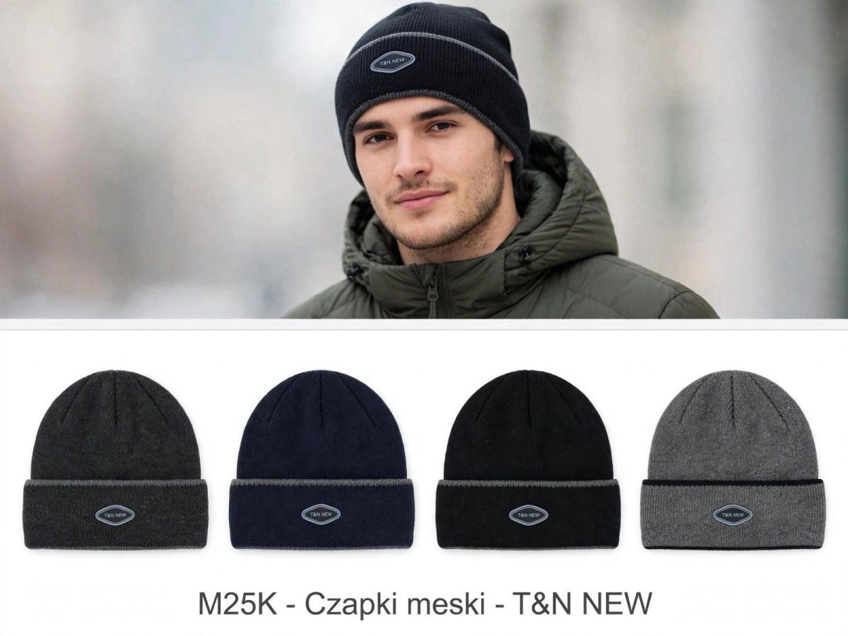 Czapki Męskie_ paczka 12szt _mix kolor 9233920