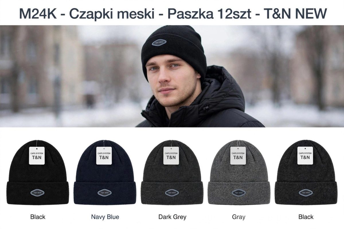 Czapki Męskie_ paczka 12szt _mix kolor 9233921