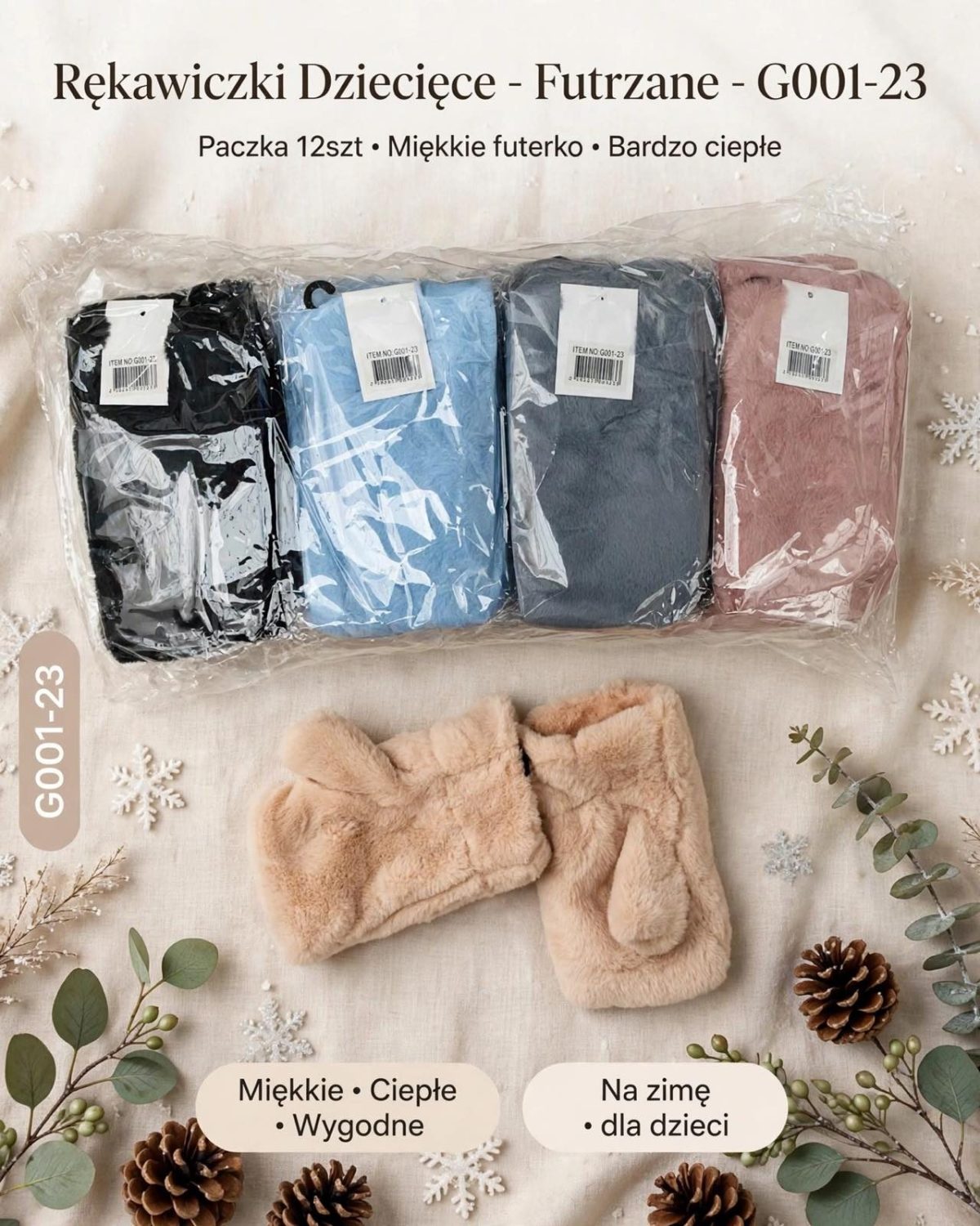 Rękawiczki Dziecięce _ paczka 12parę _mix kolor 9233979