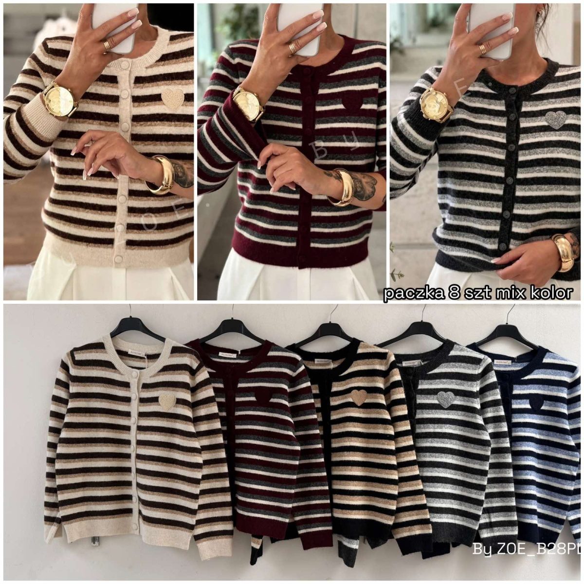 Swetry Damskie Polskie_ size uni_ paczka 8szt_ mix kolor 9234068