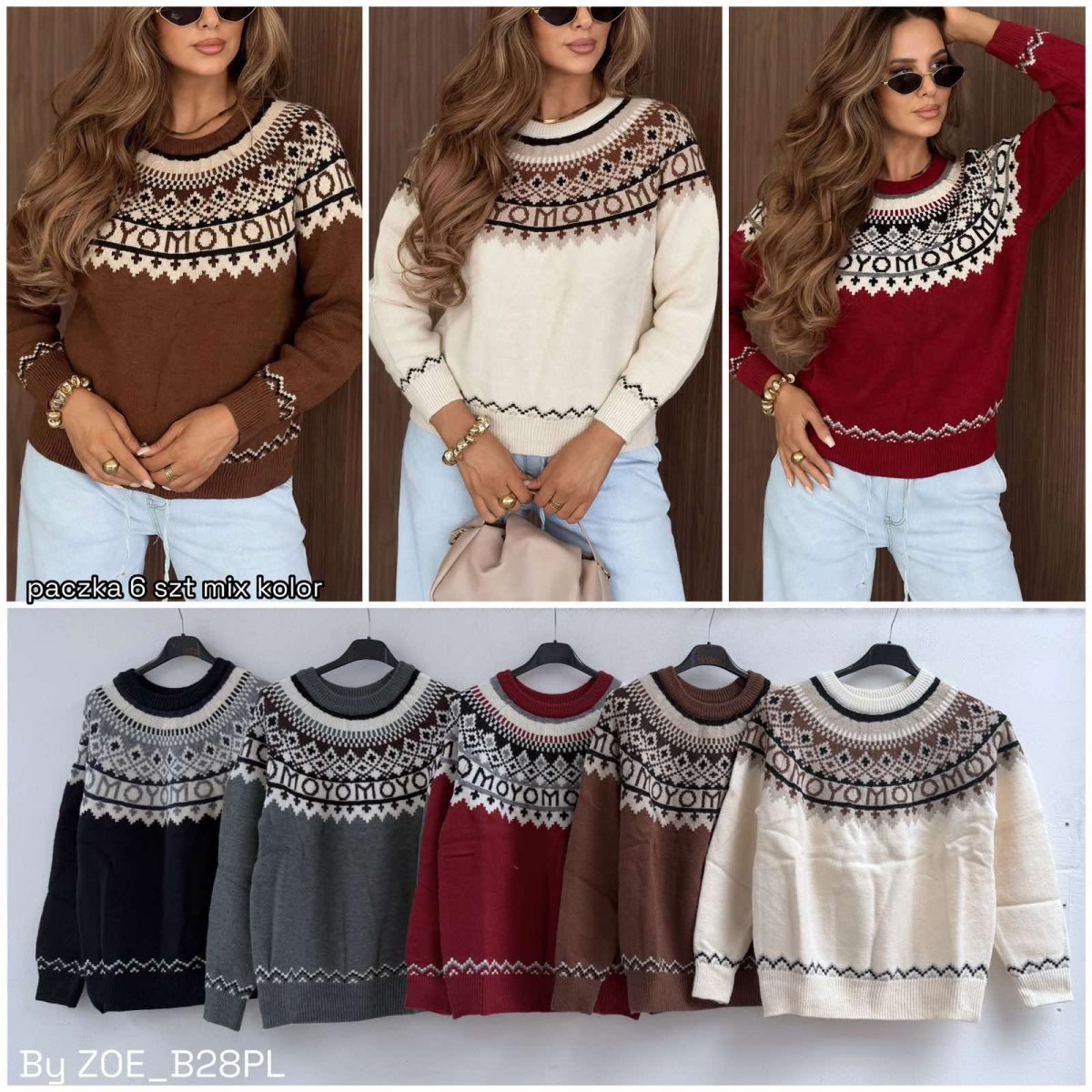 Swetry Damskie Polskie_ size uni_ paczka 6 szt_ mix kolor 9234076