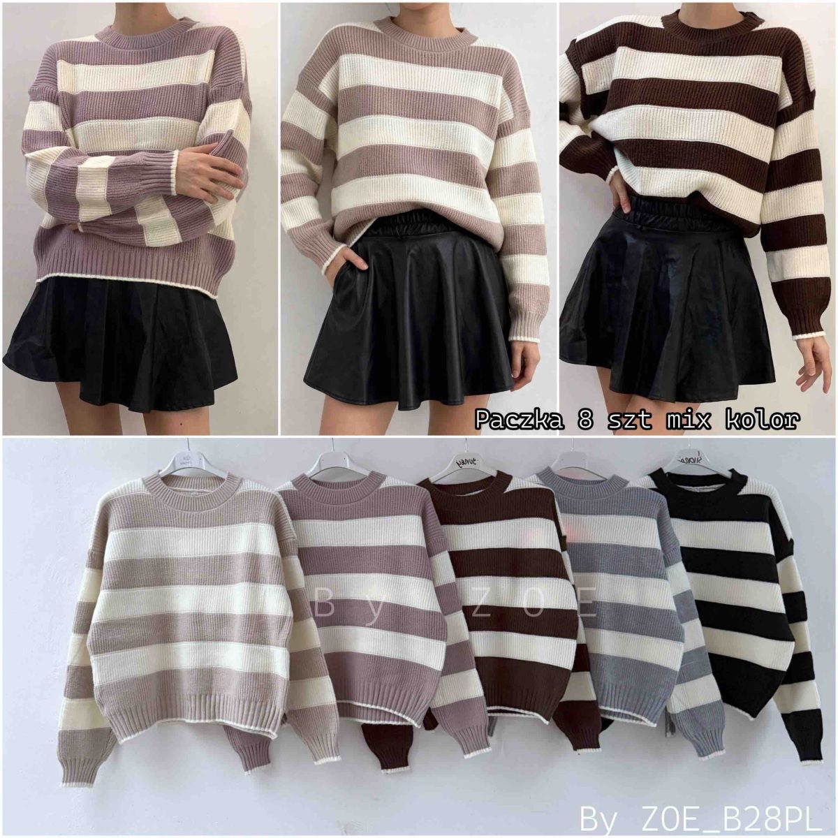 Swetry Damskie Polskie_ size uni_ paczka 8szt_ mix kolor 9234089