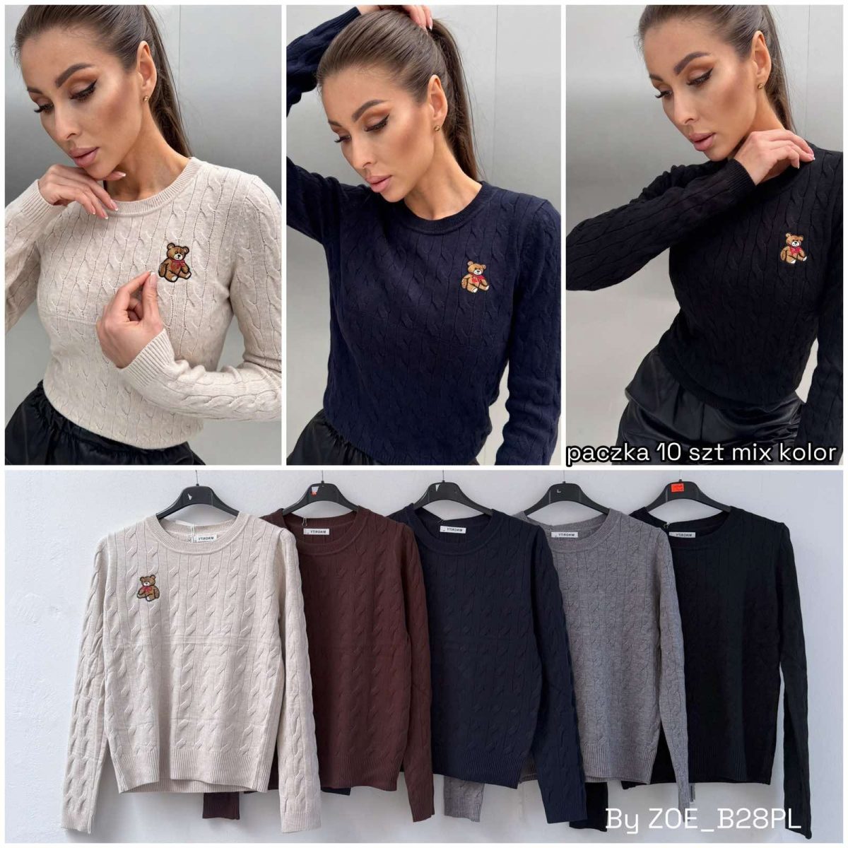 Swetry Damskie Polskie_ size uni_ paczka 10 szt_ mix kolor 9234097